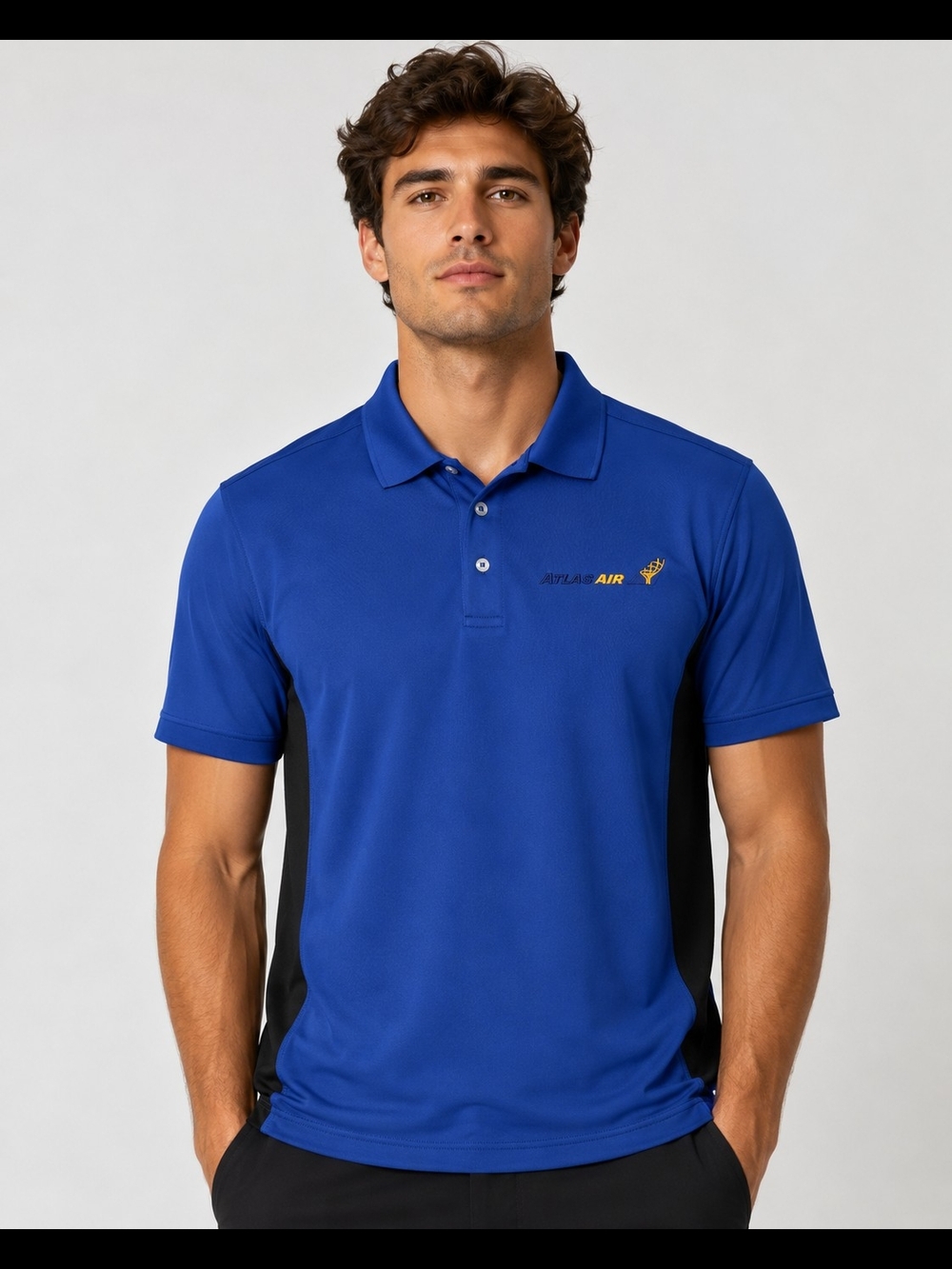 Lands' End Blue Polo with Black Side Panels Sz L